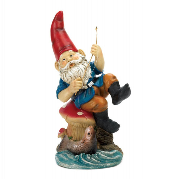 Fishing Gnome Solar Light Statue