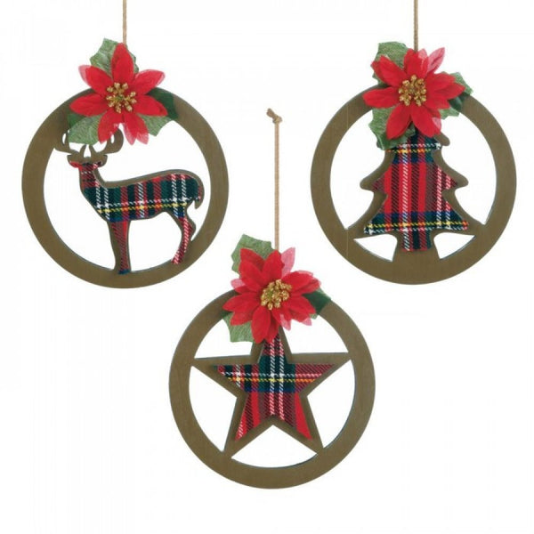 Plaid Silhouette Ornament Set