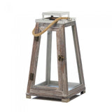 Large Pyramid Wooden Lantern With Rope