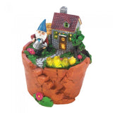 Terra Cotta Pot Gnome  Solar Statue