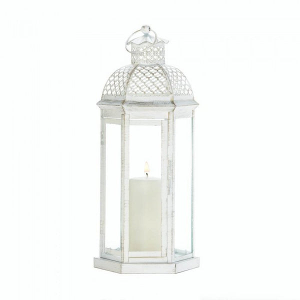 Large White Moroccan Lattice Lantern