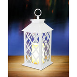 White Criss Cross Led Candle Lantern