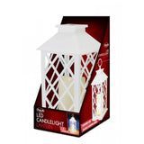 White Criss Cross Led Candle Lantern