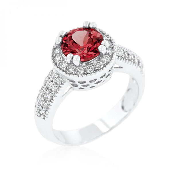 Garnet Halo Engagement Ring