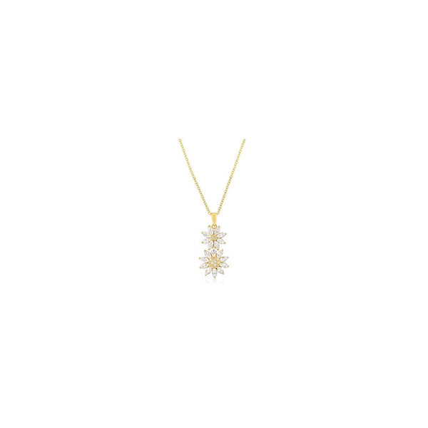 Goldtone Dual Floral Pendant