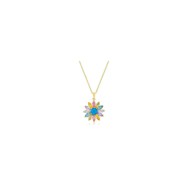 Goldtone Colorful Flower Pendant