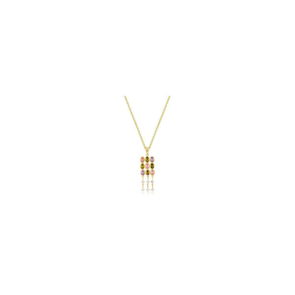 Goldtone Oval Cz Crest Pendant