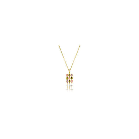 Goldtone Oval Cz Crest Pendant