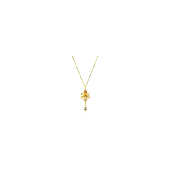 Golden Elegant Teardrop Crest Pendant