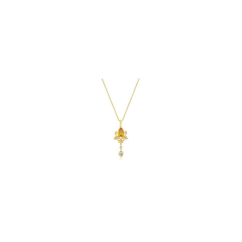 Golden Elegant Teardrop Crest Pendant