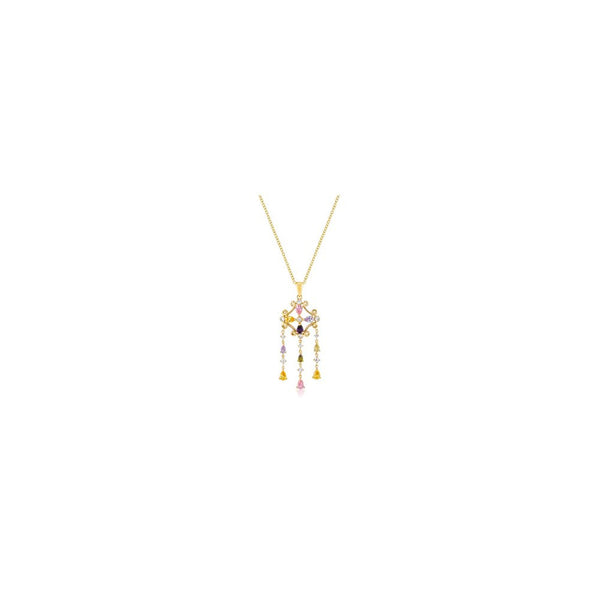 Goldtone Multi-color Dangle Pendant