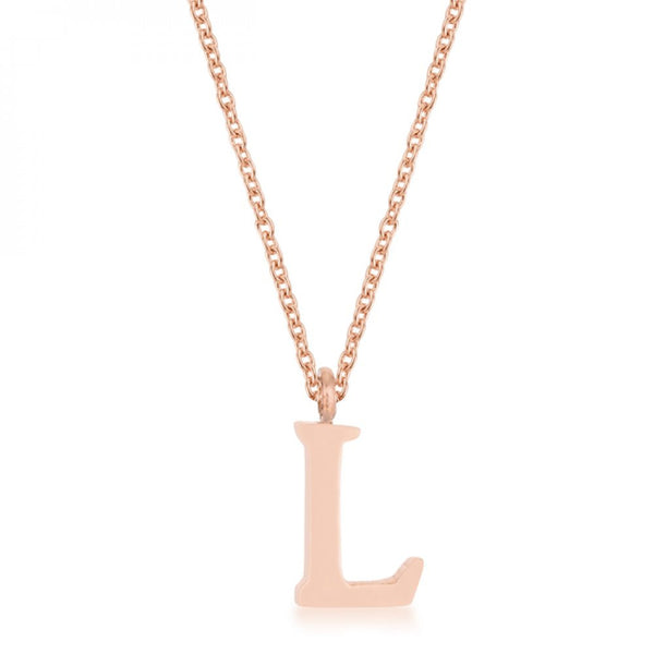 Elaina Rose Gold Stainless Steel L Initial Necklace