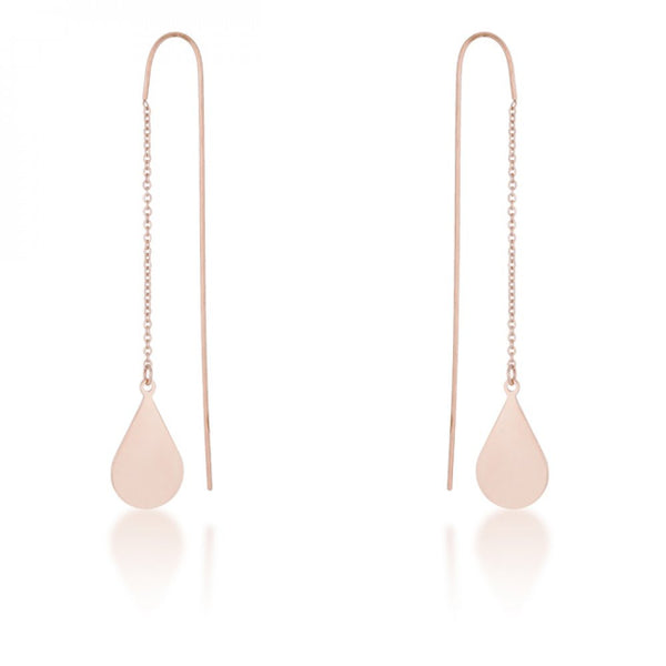 Chloe Rose Gold Stainless Steel Teardrop Threaded Drop Earrings