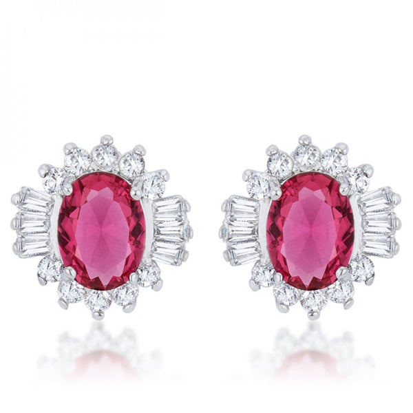 Chrisalee 3.3ct Ruby Cz Rhodium Classic Stud Earrings