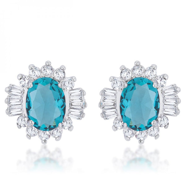 Chrisalee 3.3ct Aqua Cz Rhodium Classic Stud Earrings