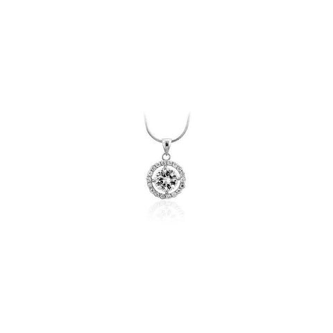 Silvertone Cz Circlet Pendant