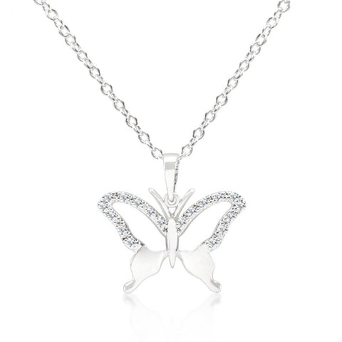 Cz Butterfly Pendant Necklace