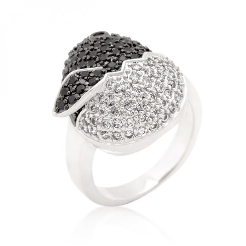 Black And White Cubic Zirconia Baby Chick Ring