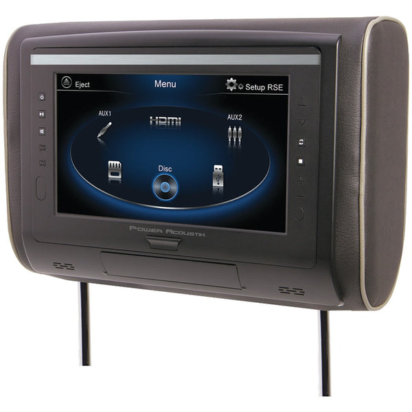 Power Acoustik 9" Lcd Universal Headrest With Ir & Fm Transmitters & 3 Interchangeable Skins (Dvd Player)