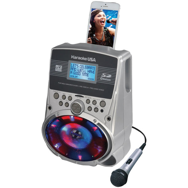 Karaoke Usa Portable Karaoke Mp3 Lyric Player With 3.2" Lyric Screen, Sd Card Slot & Led Sync Lights