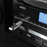 Jensen 3-speed Stereo Turntable Cd Recording System With Cassette Player, Am And Fm Stereo Radio & Mp3 Encoding